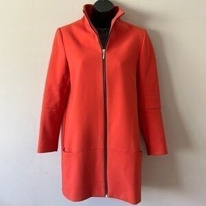 ZARA BASIC WOMENS ORANGE STRUCTURED LONG JACKET ,SIZE SMALL ,SPAIN